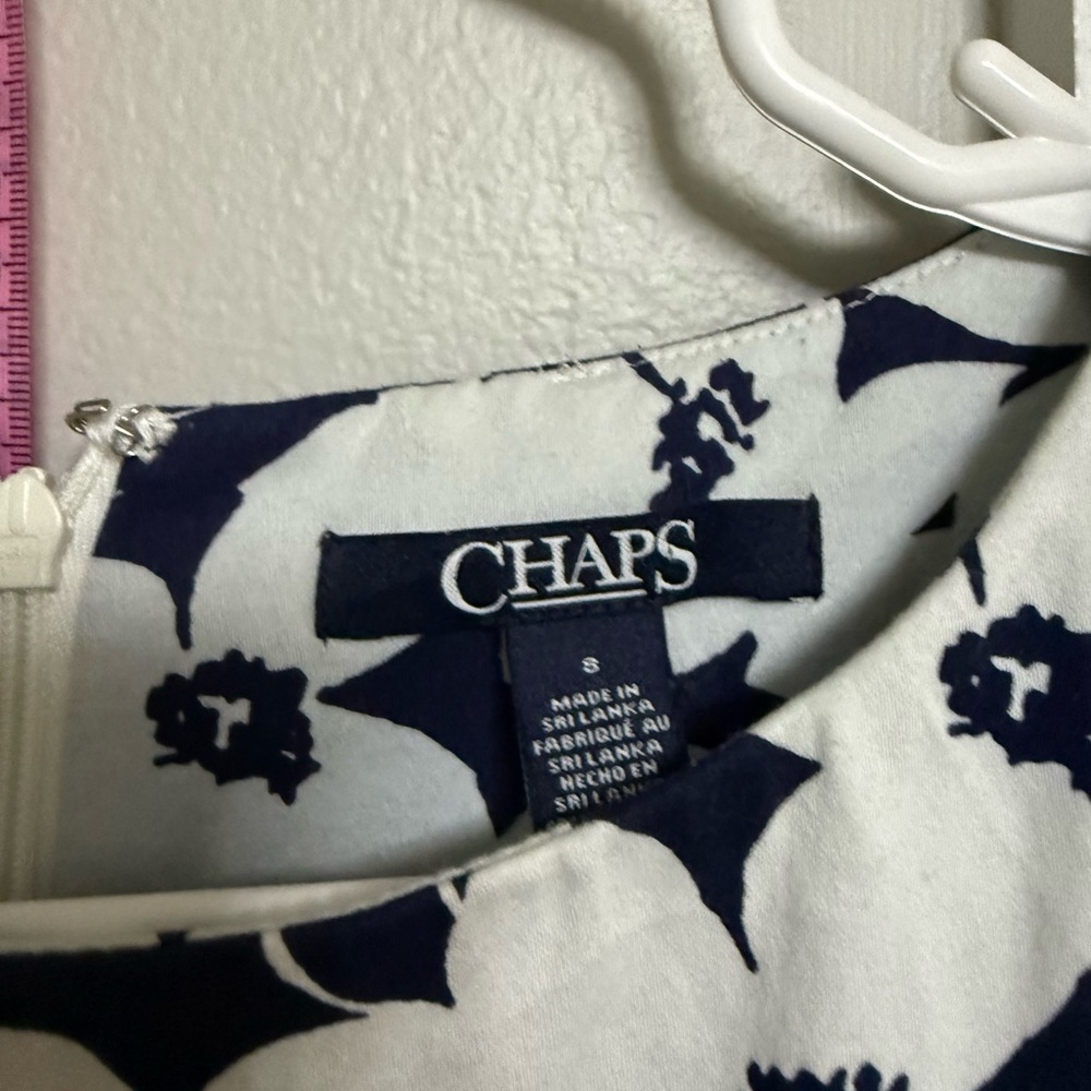 Chaps Navy and White Floral Dress - Picture 3 of 4